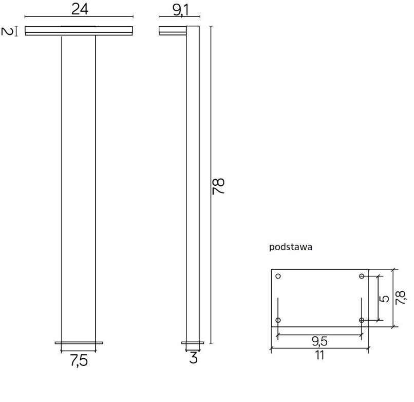 Słupek ogrodowy LED Fler 80 cm ciemnoszary IP54 10 W 4000 K