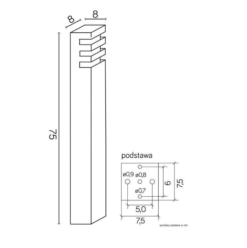 Słupek ogrodowy LED Rado I 75 cm E27 IP54 antracyt