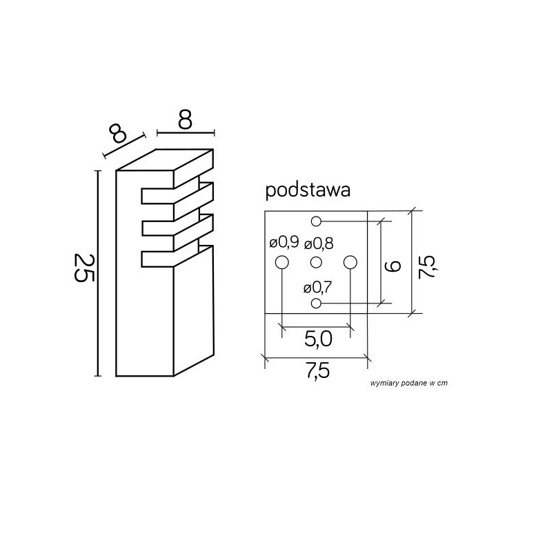 Słupek ogrodowy LED Rado III 25 cm IP54 E27 – aluminiowy, popielaty