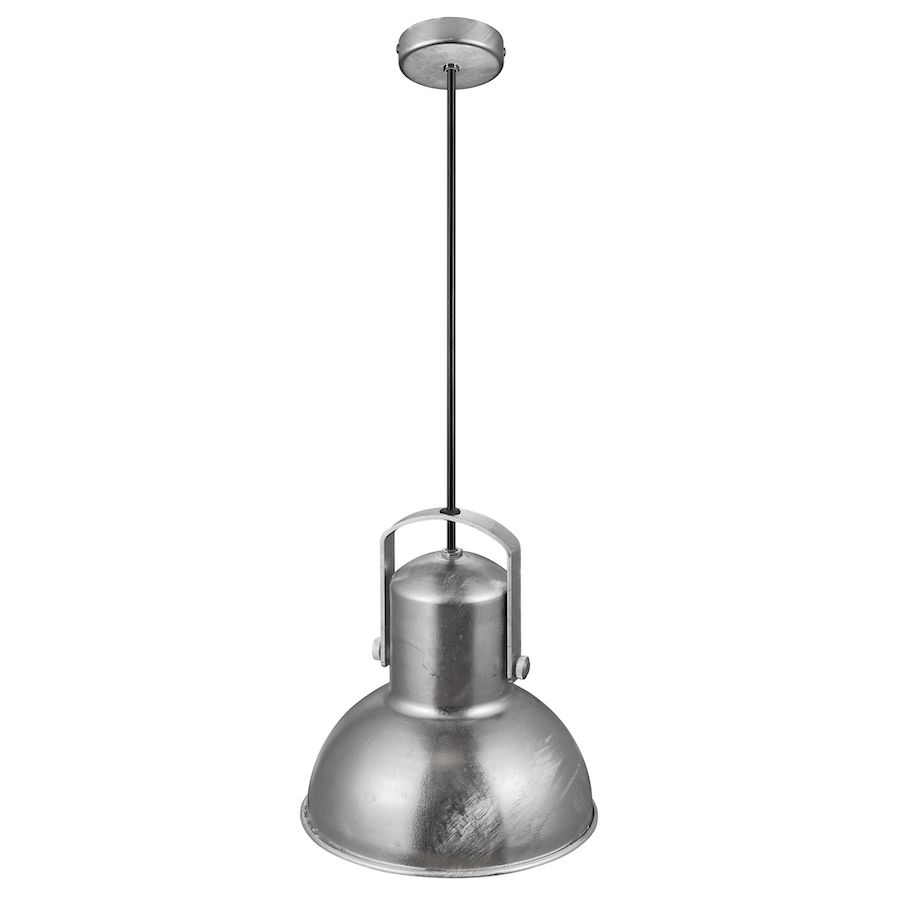 Srebrna lampa wisząca Porter z galwanizowanej stali E27 – styl industrialny