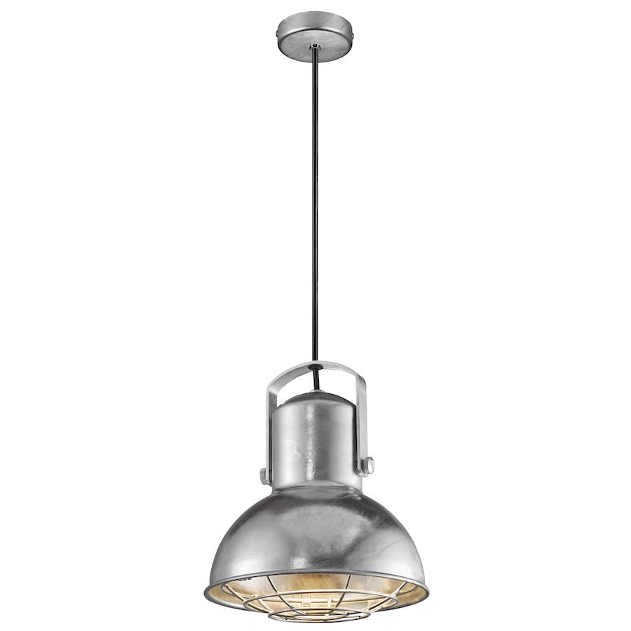 Srebrna lampa wisząca Porter z galwanizowanej stali E27 – styl industrialny