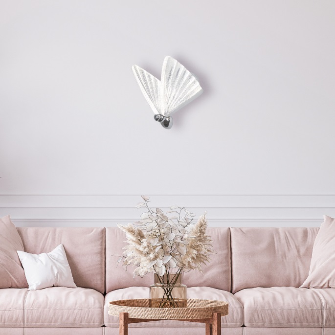 lumigo srebrny kinkiet led mariposa cct 8w 600lm w stylu art deco 1