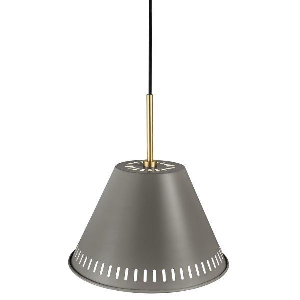 Szara metalowa lampa wisząca Pine z ażurowym kloszem E27 40W IP20