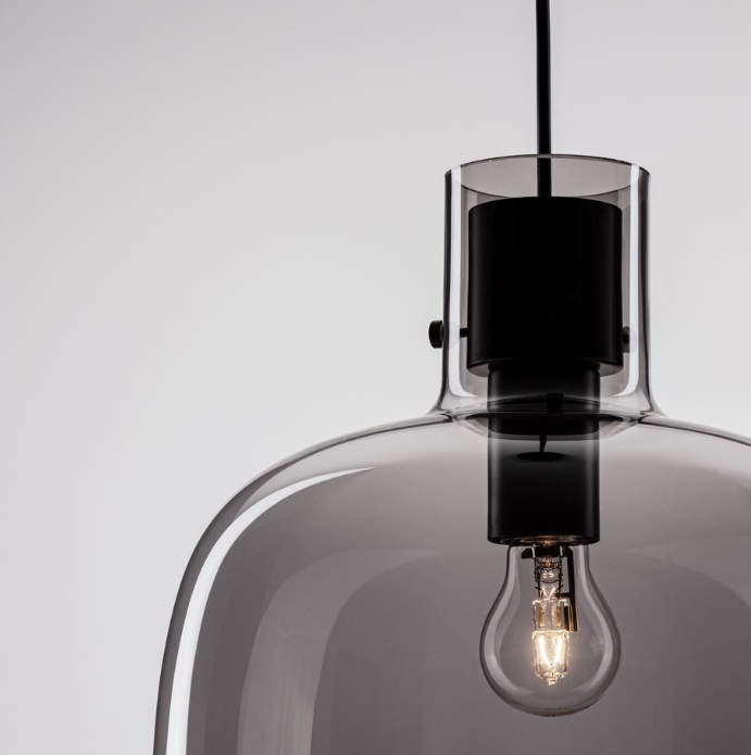 Szklana lampa wisząca Mellu 30 w odcieniu dymionego szkła E27 IP20