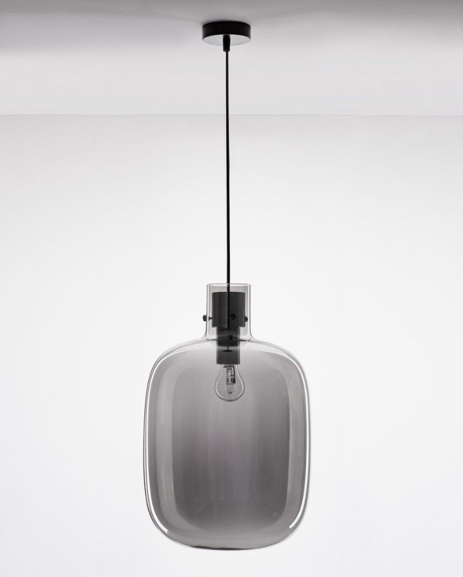 Szklana lampa wisząca Mellu 30 w odcieniu dymionego szkła E27 IP20