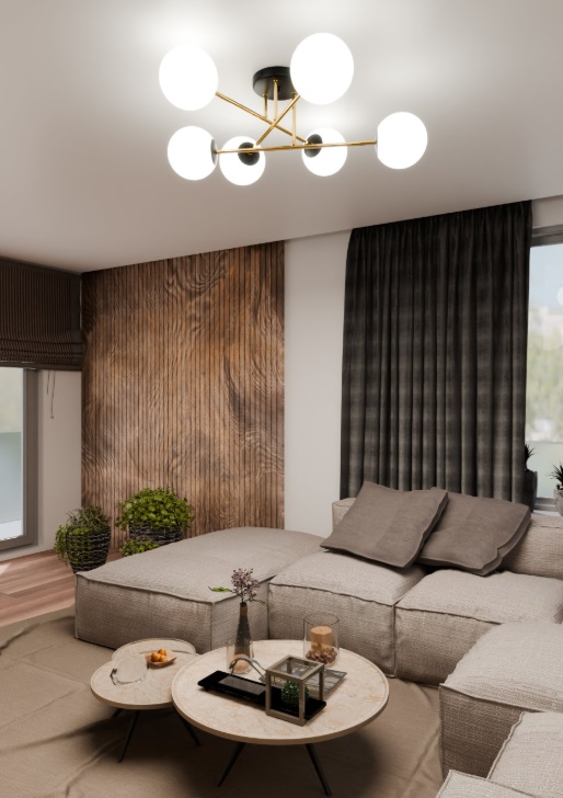 Żyrandol Magnum 6 art deco złoto-czarny z białymi kloszami