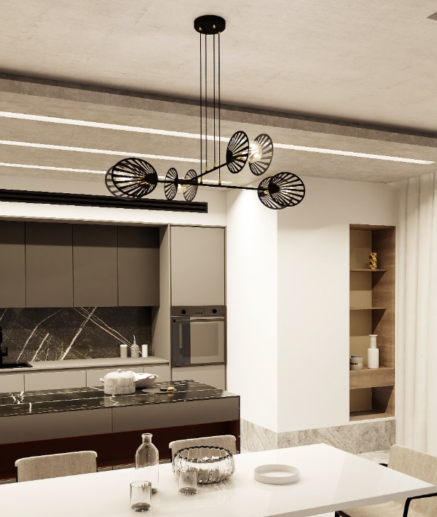 Żyrandol Playa 4 czarny z ażurowymi kloszami E27