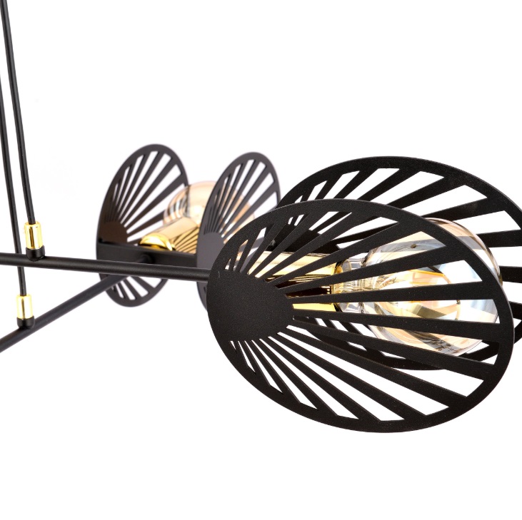 Żyrandol Playa 4 czarny z ażurowymi kloszami E27