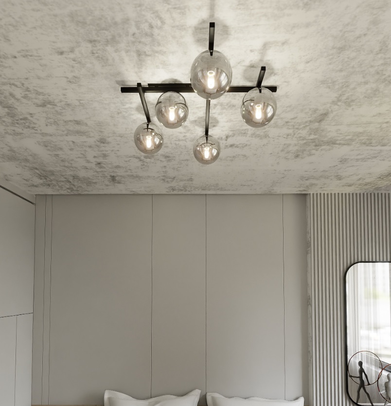 Żyrandol sufitowy Smart 5 z 5 srebrnymi kulami E14 – nowoczesny design