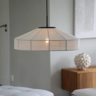 Lniana lampa wisząca Aiko 57 beżowa Ø57 cm