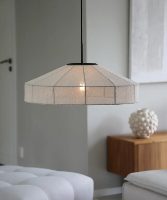 Lniana lampa wisząca Aiko 57 beżowa Ø57 cm