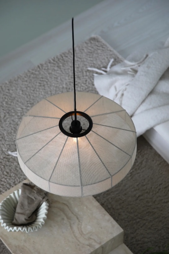 Lniana lampa wisząca Aiko 57 beżowa Ø57 cm