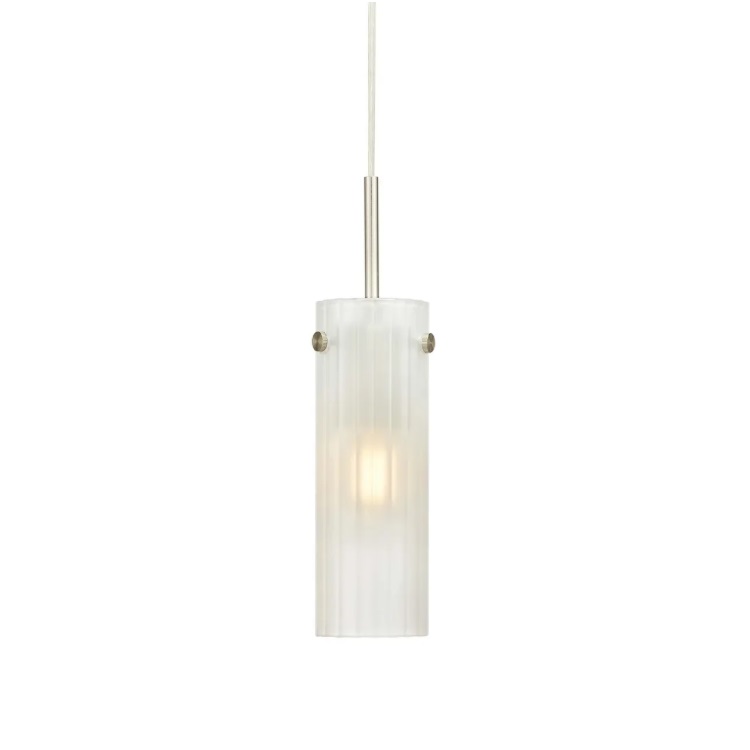 Lampa wisząca Tibia biała z ryflowanego szkła mlecznego