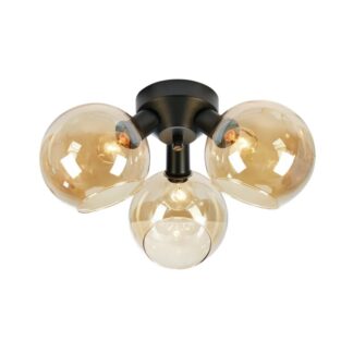 Plafon sufitowy Artis 3 bursztynowy – 3 szklane kule E14