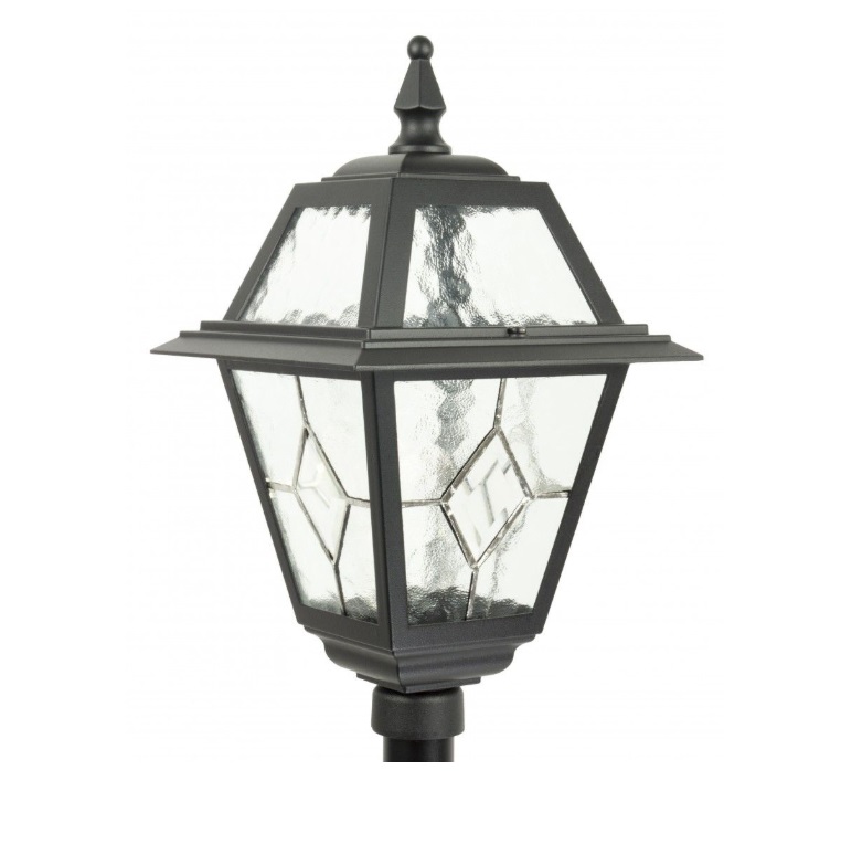 Czarna latarnia ogrodowa aluminiowa Witraż 110 cm IP43 E27