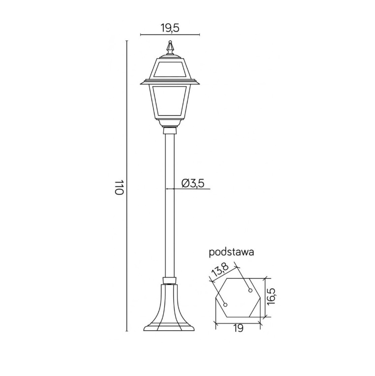 Czarna latarnia ogrodowa aluminiowa Witraż 110 cm IP43 E27