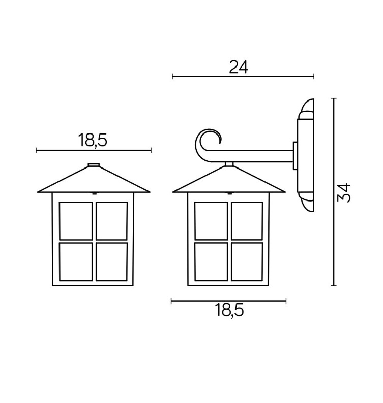 Kinkiet ogrodowy Wenecja IP43 czarny aluminiowy E27