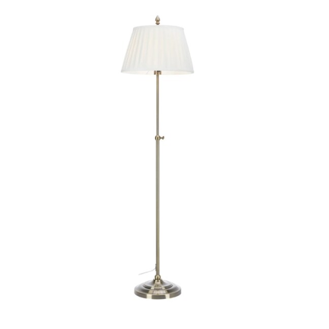 Lampa podłogowa Oxford z plisowanym abażurem w kolorze antycznego mosiądzu