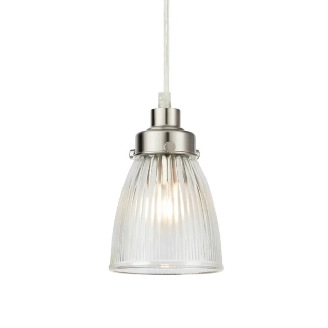 Lampa wisząca Bellis z żłobionego szkła w satynowym niklu