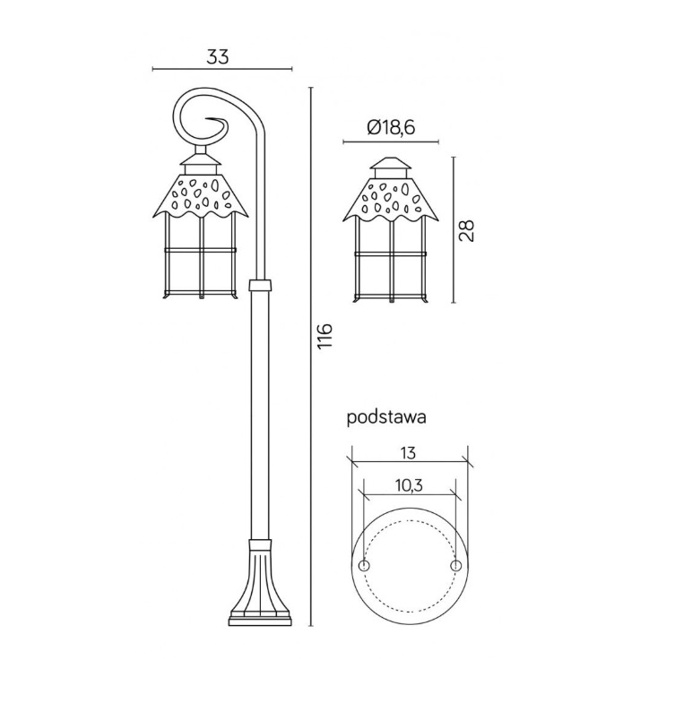 Lampa ogrodowa stojąca Toledo 115 czarna IP23 E27 60W