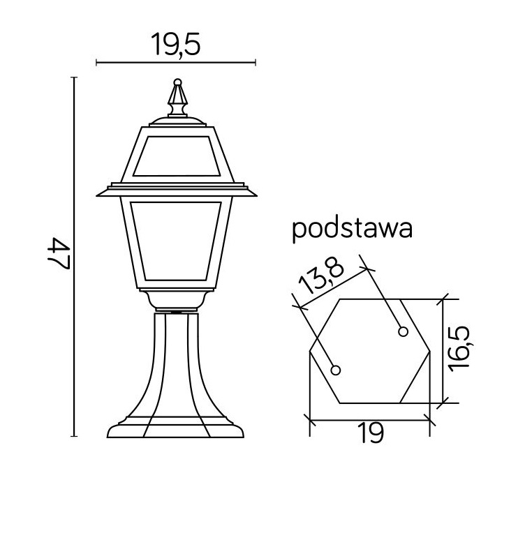 Słupek ogrodowy Witraż 45 cm czarny IP43 E27 aluminiowy