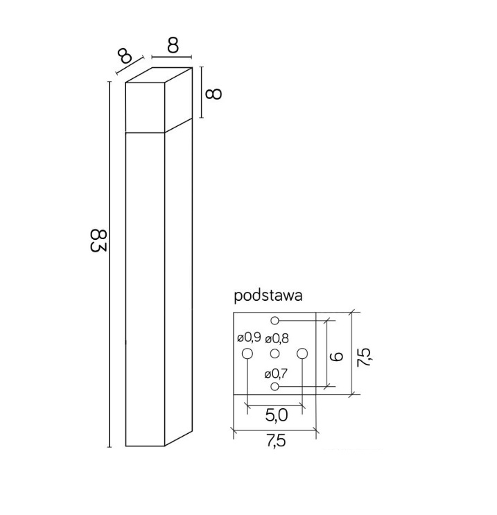 Słupek ogrodowy Cube 85 czarny IP44 E27 aluminiowy