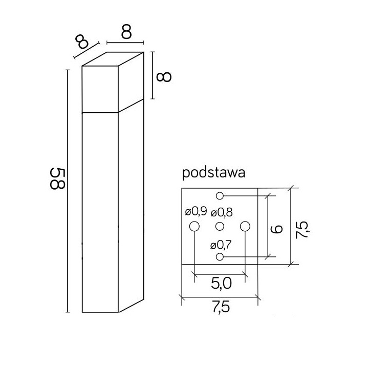 Lampa ogrodowa stojąca Cube 60 cm antracyt IP44 E27