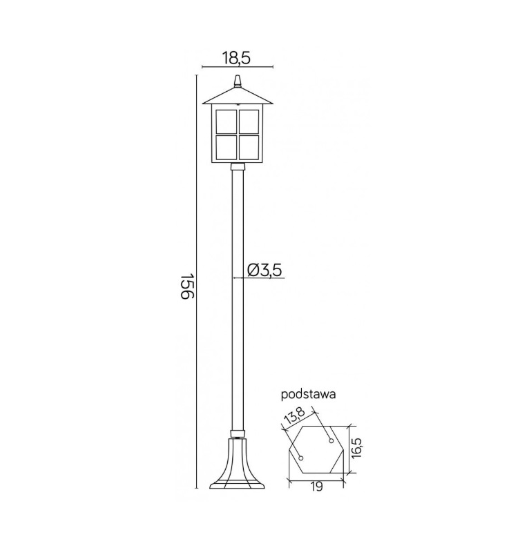 Latarnia ogrodowa stojąca Wenecja 155 czarna IP43 E27 60W