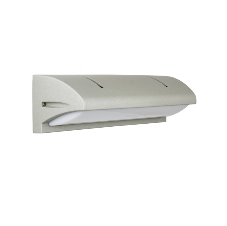 Nelly IP54 jasnoszara płaska lampa elewacyjna z aluminium na ścianę i ogrodzenie