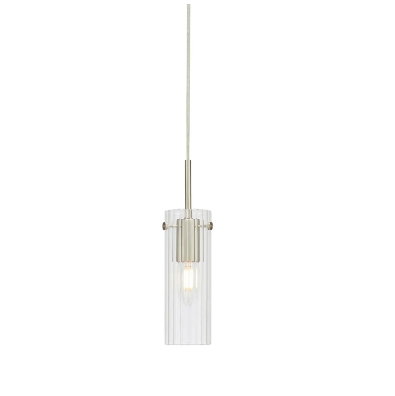 Lampa wisząca Tibia z ryflowanego szkła w satynowym niklu