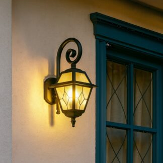 Kinkiet zewnętrzny czarny Witraż IP43 E27