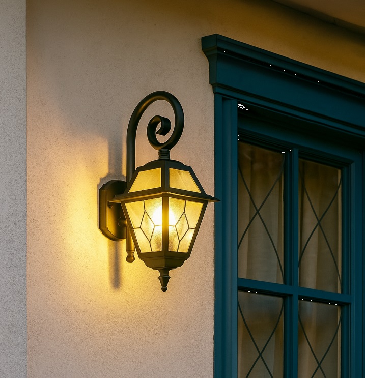 Kinkiet zewnętrzny czarny Witraż IP43 E27