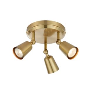 Lampa sufitowa Tiny w kolorze antycznego mosiądzu z trzema regulowanymi reflektorami GU10