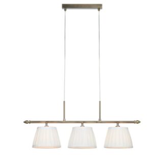 Lampa wisząca Oxford 3‑płomienna w kolorze antycznego mosiądzu z białymi abażurami