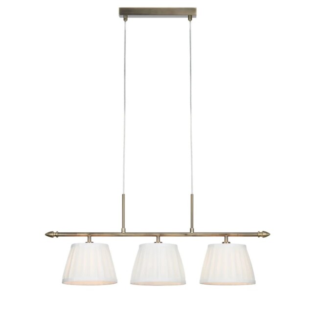 Lampa wisząca Oxford 3‑płomienna w kolorze antycznego mosiądzu z białymi abażurami