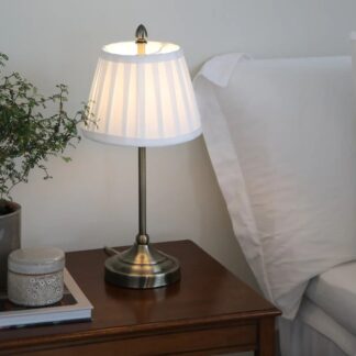 Lampka nocna Oxford złota z plisowanym abażurem