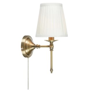 Kinkiet Manor złoty postarzany z białym plisowanym abażurem E14 40W IP20