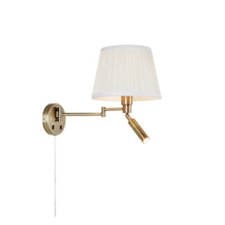 Złoty kinkiet Pivot z abażurem i ruchomym ramieniem do czytania