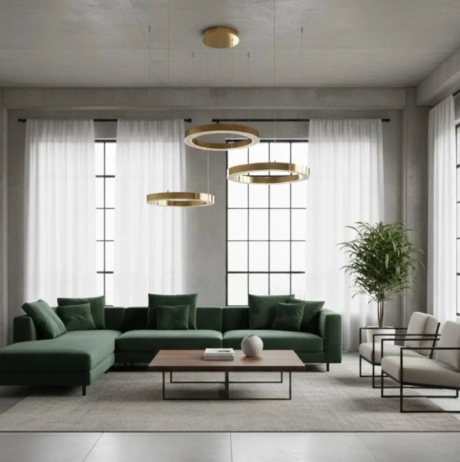 Duża złota lampa z trzema ringami LED 80 cm Circle 3 80+80+80