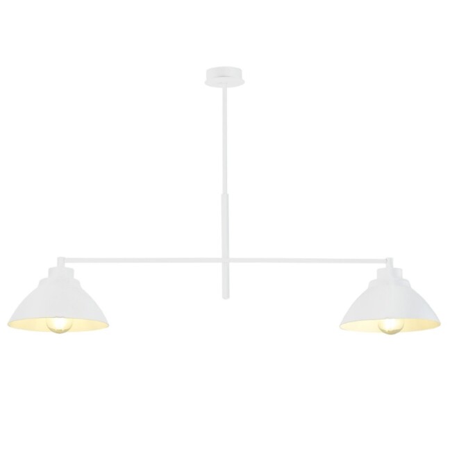 Biała lampa sufitowa Maverick 2 z dwoma metalowymi kloszami