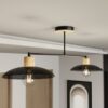 Czarna lampa sufitowa Kobe 2 - perforowane metalowe klosze, drewniane akcenty