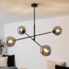 Lampa sufitowa Linear 4 czarna z grafitowymi kloszami E27 – styl loftowy