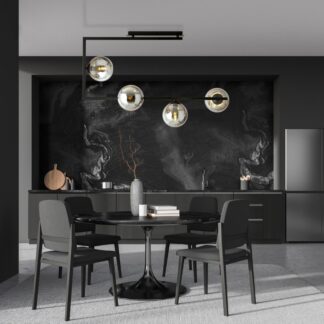 Czarna lampa sufitowa Soma 4 z grafitowymi kloszami kulistymi E14