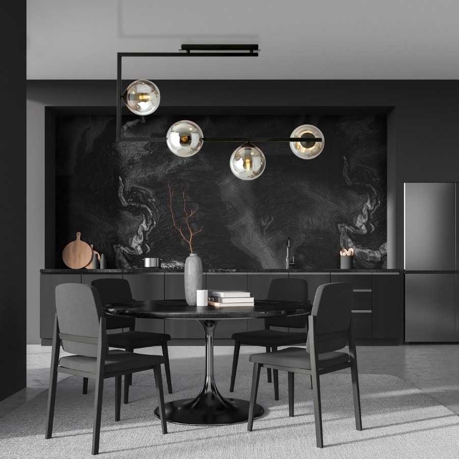 Czarna lampa sufitowa Soma 4 z grafitowymi kloszami kulistymi E14