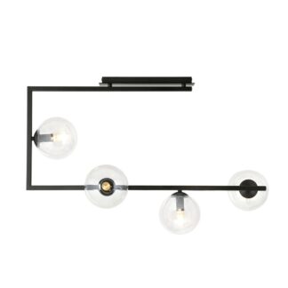 Czarna lampa sufitowa Soma 4 z przezroczystymi szklanymi kulami