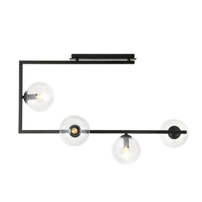 Czarna lampa sufitowa Soma 4 z przezroczystymi szklanymi kulami