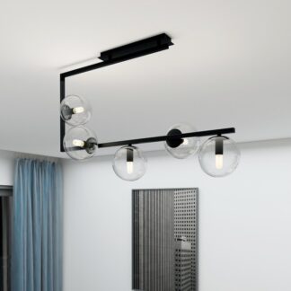 Lampa sufitowa Soma 5 czarna z pięcioma szklanymi kloszami E14