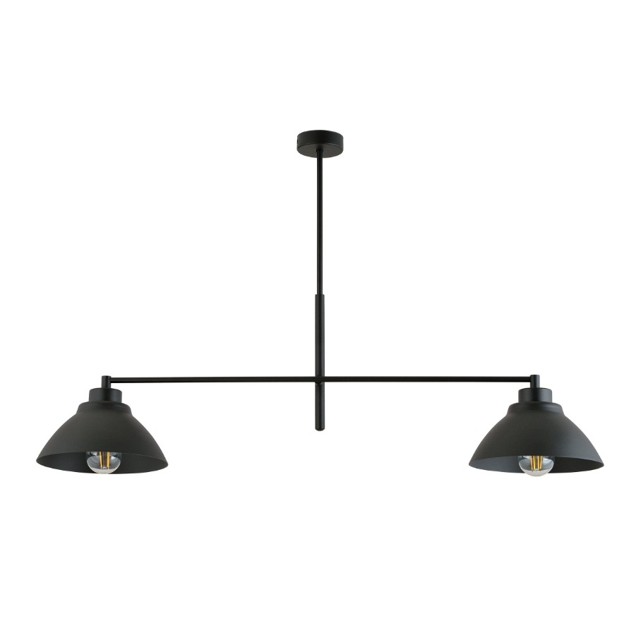 Lampa sufitowa loft Maverick 2 czarna z dwoma metalowymi kloszami