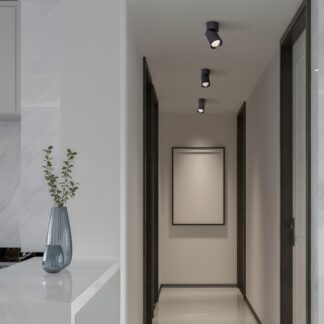 Czarna tuba sufitowa Pointa z regulacją kierunku światła