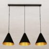 Lampa wisząca Rebel 3 czarno-złota z trzema metalowymi kloszami